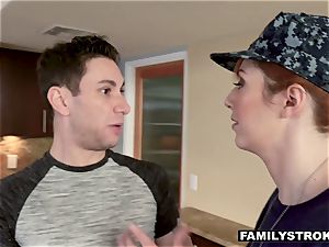 sandy-haired army-wife nails her stepson